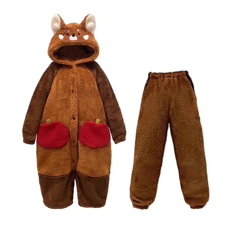 Soft Plush Red Panda Pajamas for Kids Sleepwear