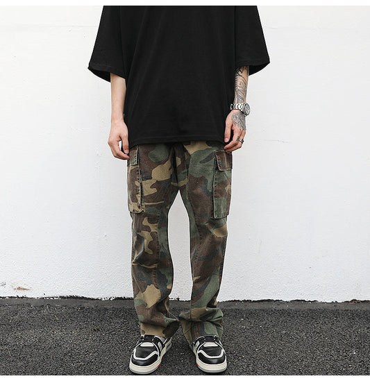 Men's Casual Cotton Straight Leg Cargo Pants