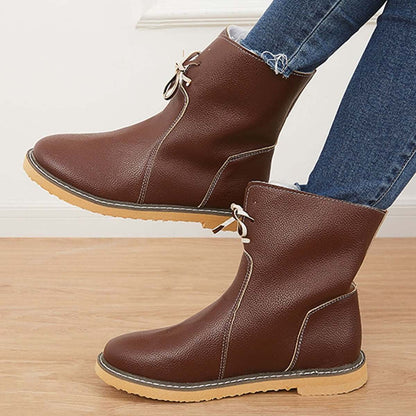 Warm Cotton Lined Waterproof Snow Ankle Boots Wide Width Flat Booties