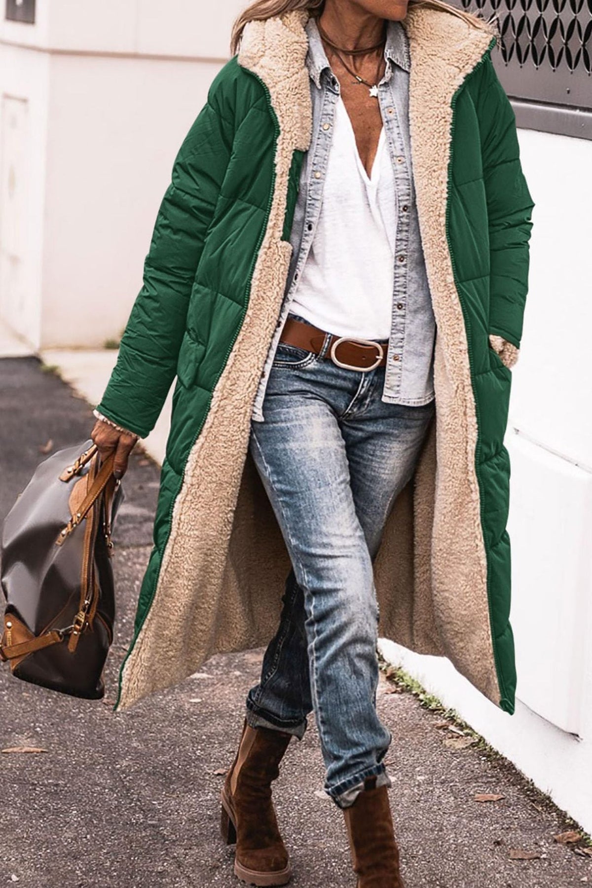 Women's Classic Hooded Wool Blend Long Winter Coat