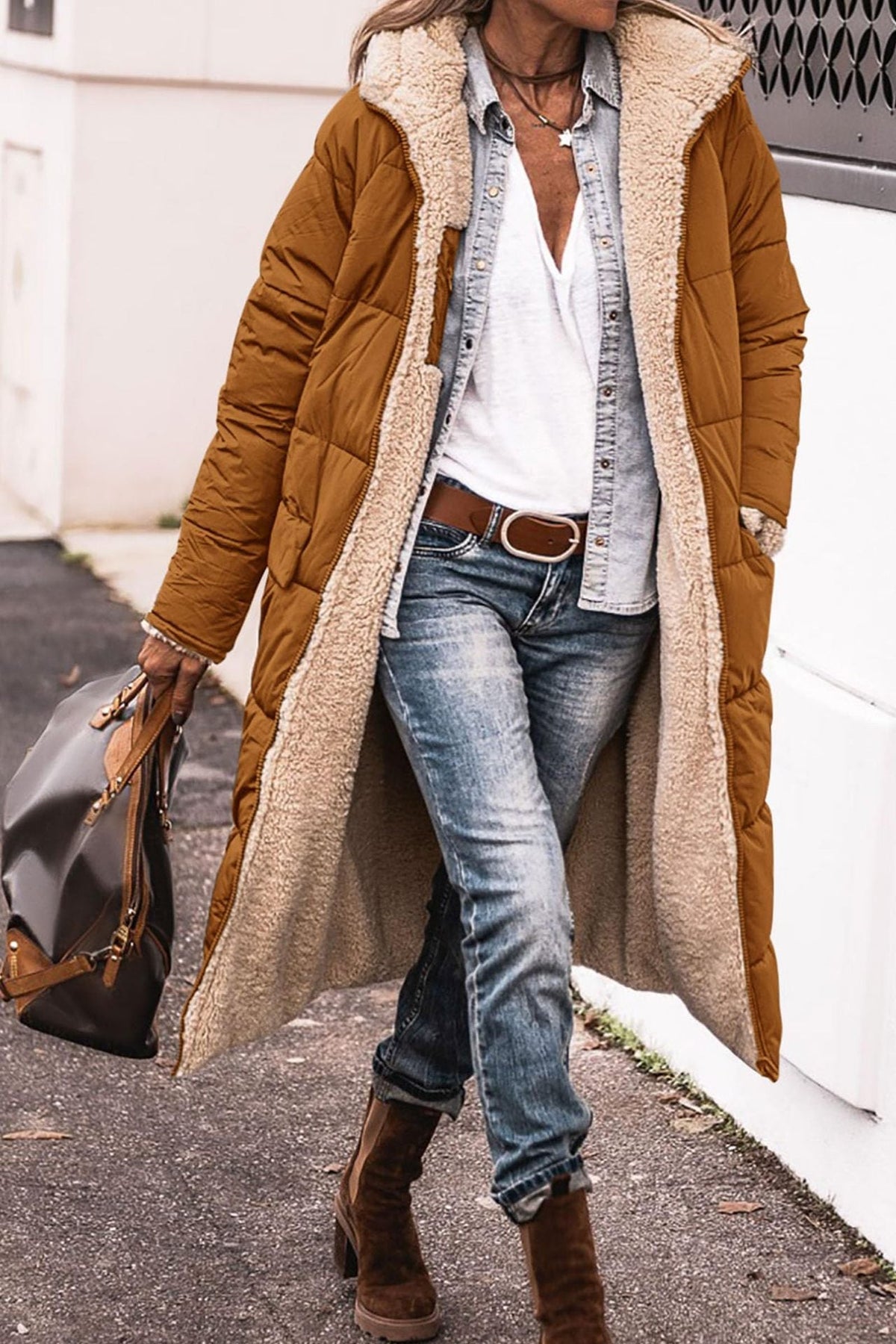 Women's Classic Hooded Wool Blend Long Winter Coat