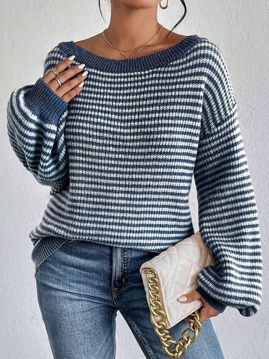 Soft Casual Striped Sweater for Ladies - OutfitLondon