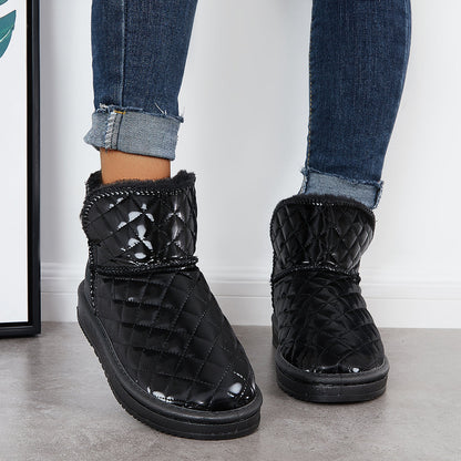 Warm Fur Lined Winter Booties Furry Waterproof Snow Ankle Boots