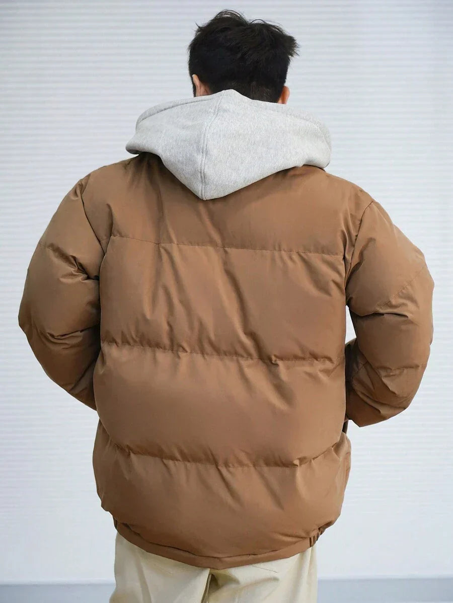 Thick Quilted Parka Tan Coat