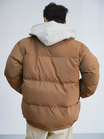 Thick Quilted Parka Tan Coat
