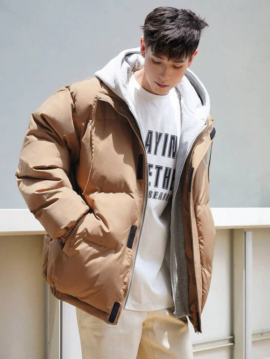 Thick Quilted Parka Tan Coat