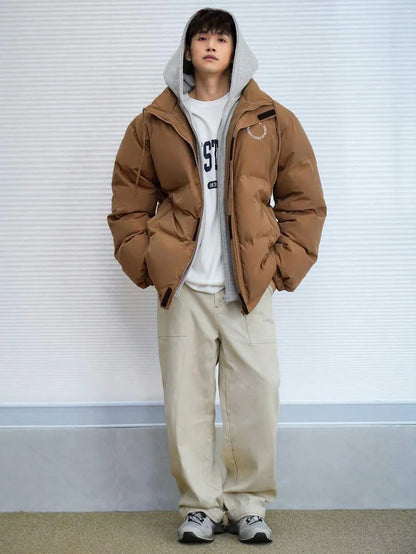 Thick Quilted Parka Tan Coat