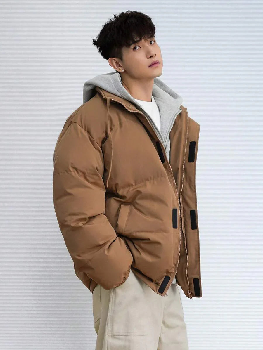 Thick Quilted Parka Tan Coat