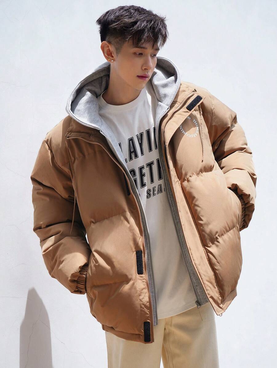 Thick Quilted Parka Tan Coat