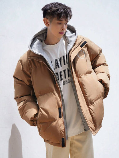 Thick Quilted Parka Tan Coat