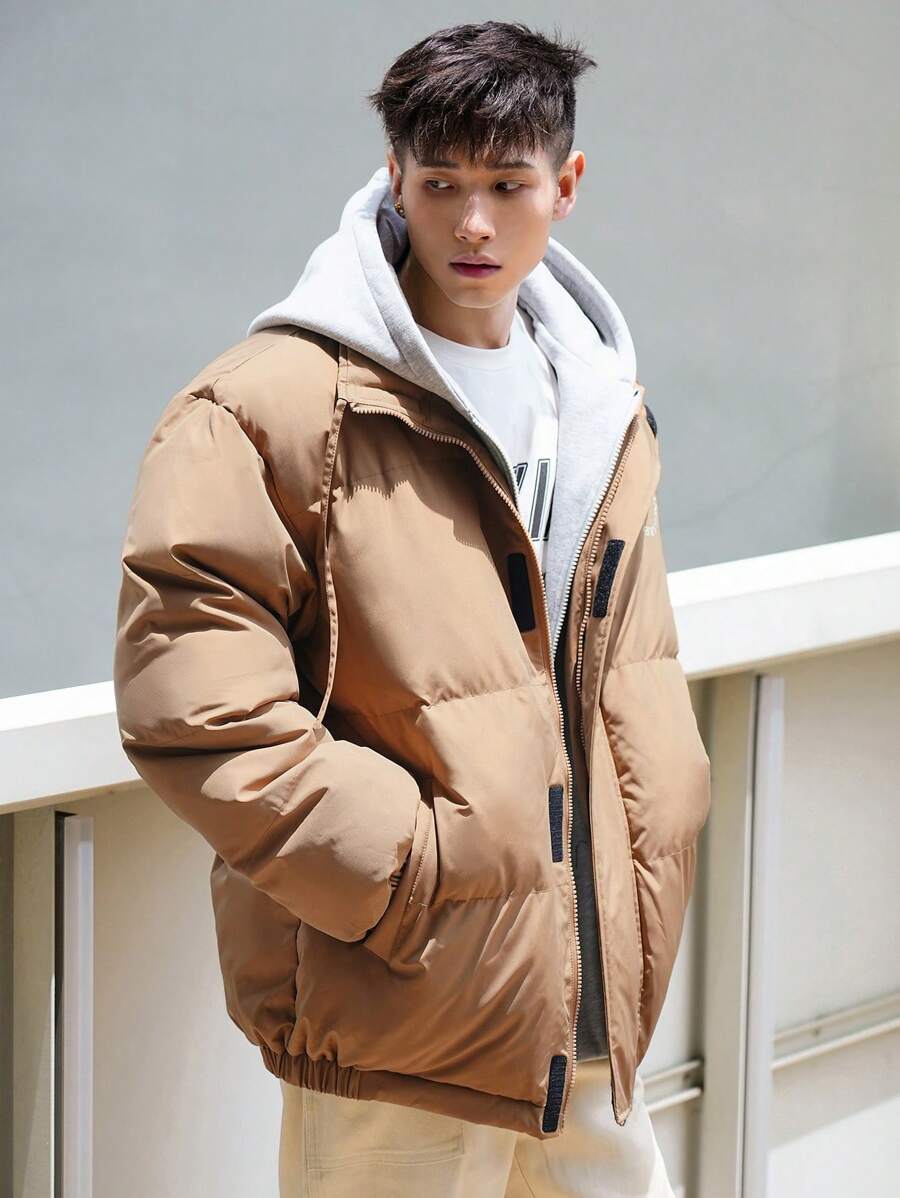 Thick Quilted Parka Tan Coat