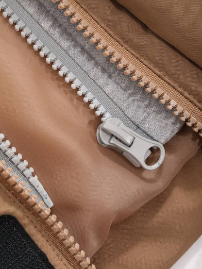 Thick Quilted Parka Tan Coat