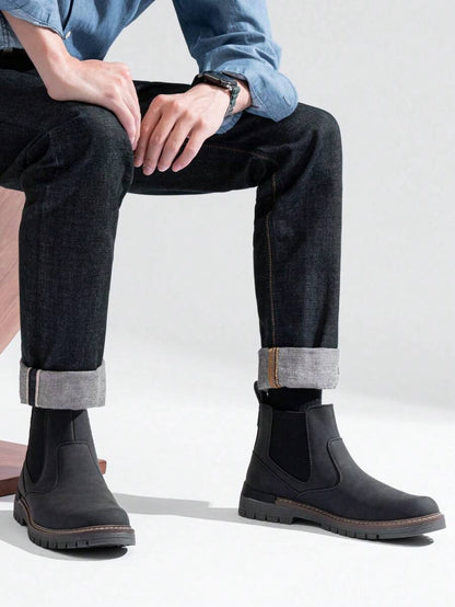 Thick Heel Black Ankle Boots