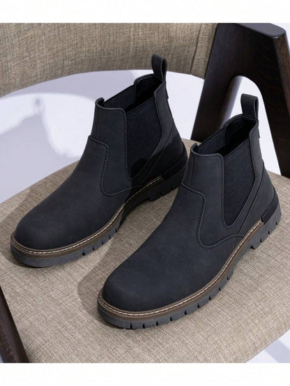 Thick Heel Black Ankle Boots