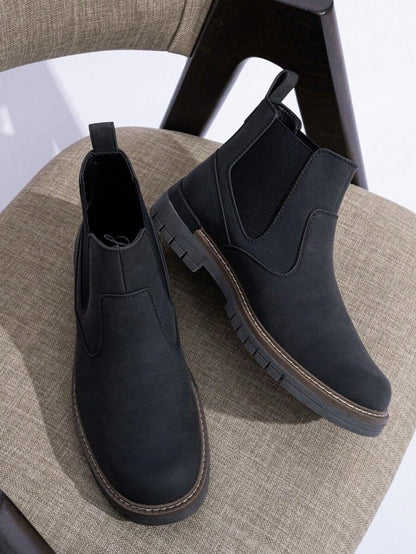 Thick Heel Black Ankle Boots