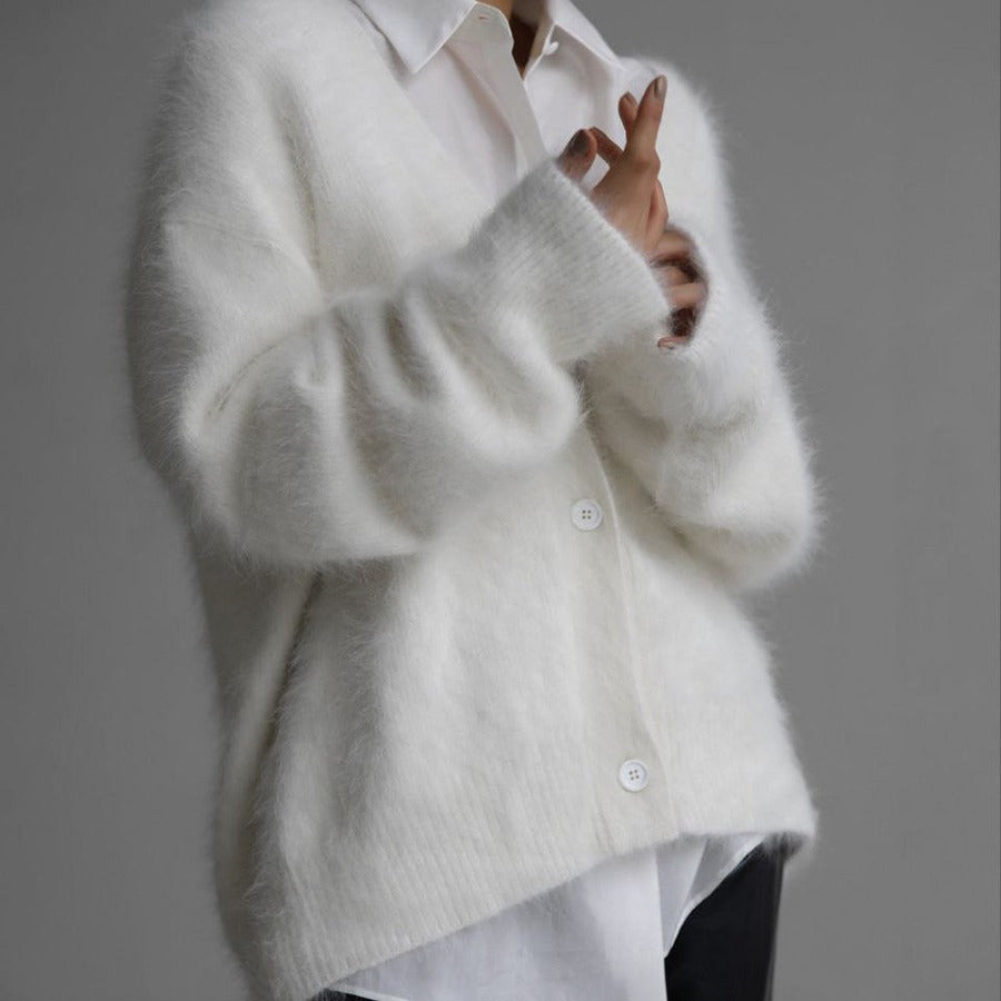 Women's Casual V-Neck Button Cotton Cardigan Sweater