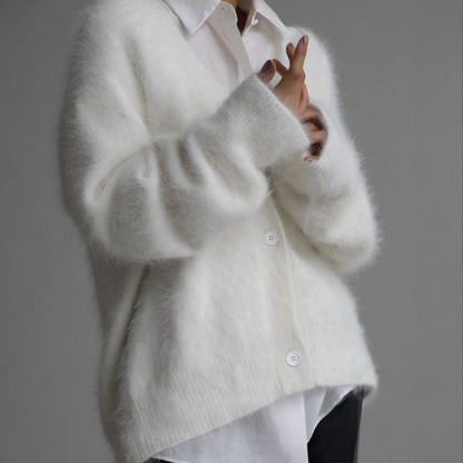 Women's Casual V-Neck Button Cotton Cardigan Sweater