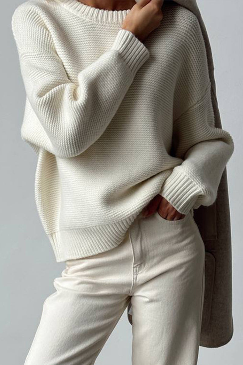 Warm Cream Women's Cashmere Knit Sweater - OutfitLondon