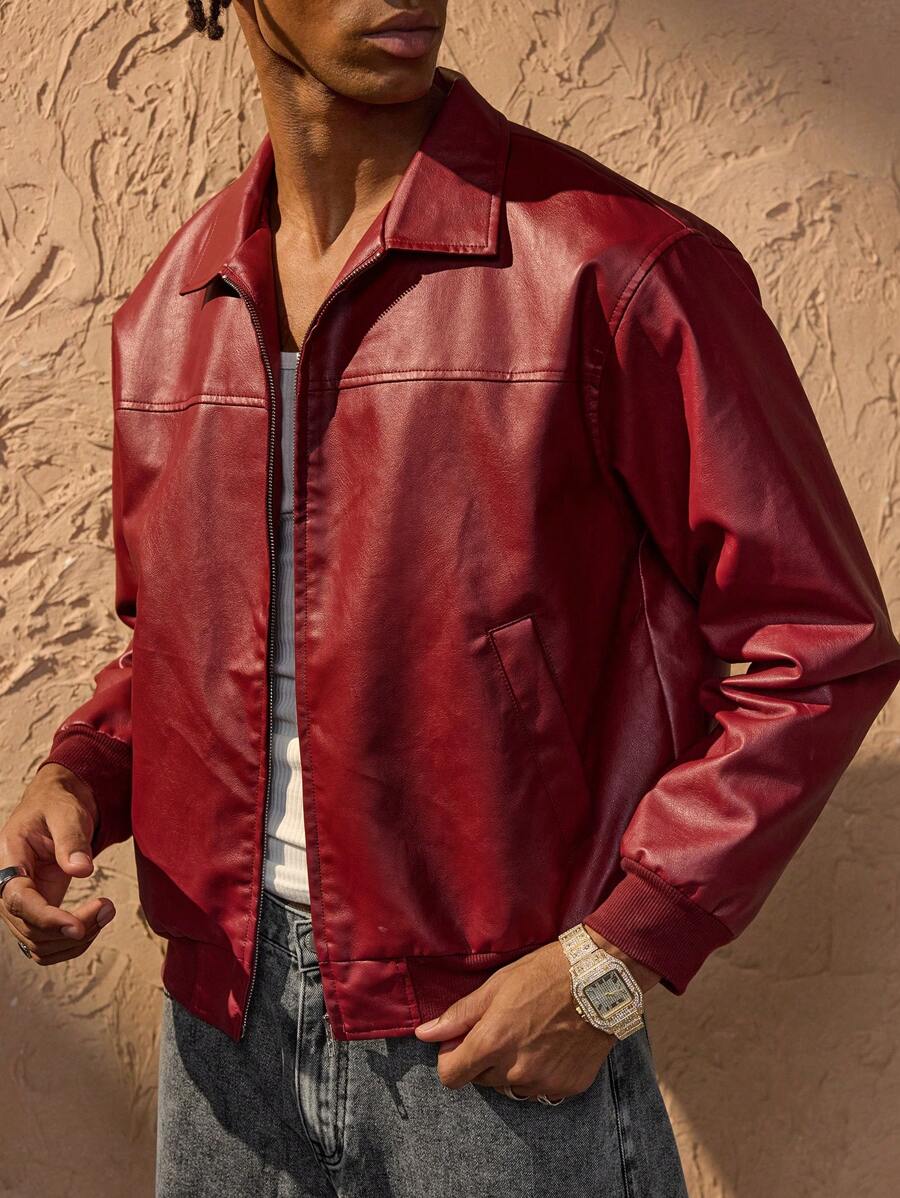 Fashionable Synthetic Leather Coat - OutfitLondon