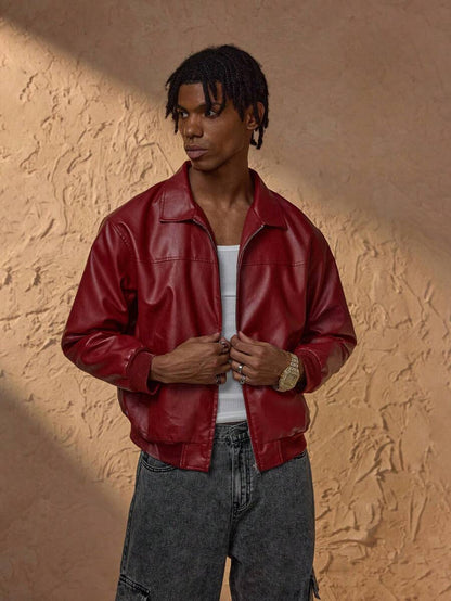 Fashionable Synthetic Leather Coat