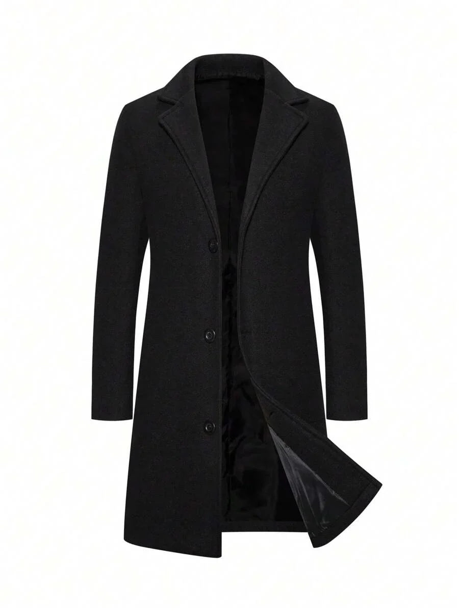 Warm Thick Black Wool Coat - OutfitLondon