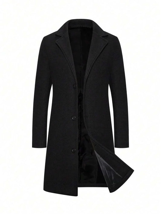 Warm Thick Black Wool Coat - OutfitLondon