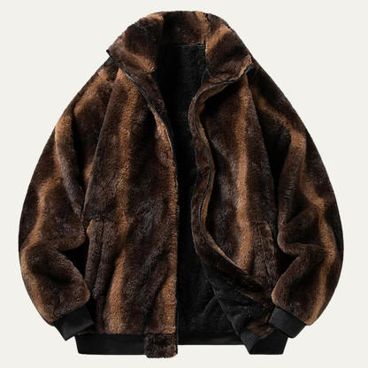 Warm Men's Faux Fur Fleece Zip Jacket - OutfitLondon