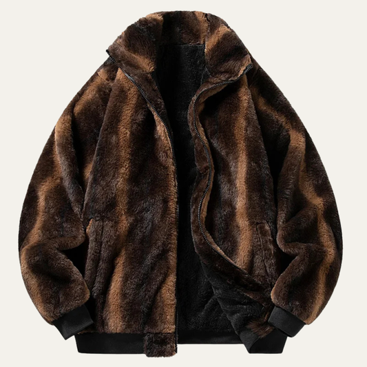 Warm Men's Faux Fur Fleece Zip Jacket - OutfitLondon