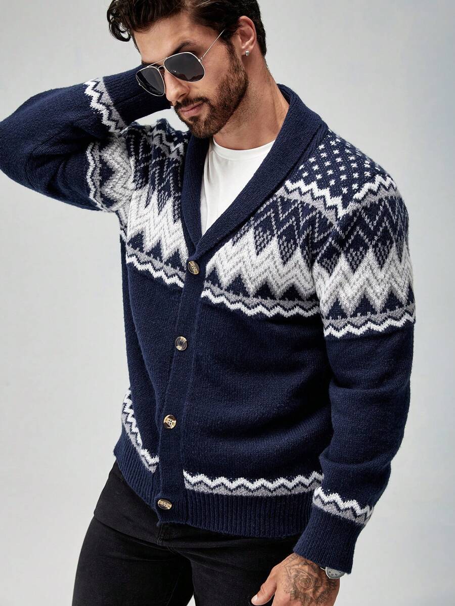 Dark Decorative Open Front Sweater