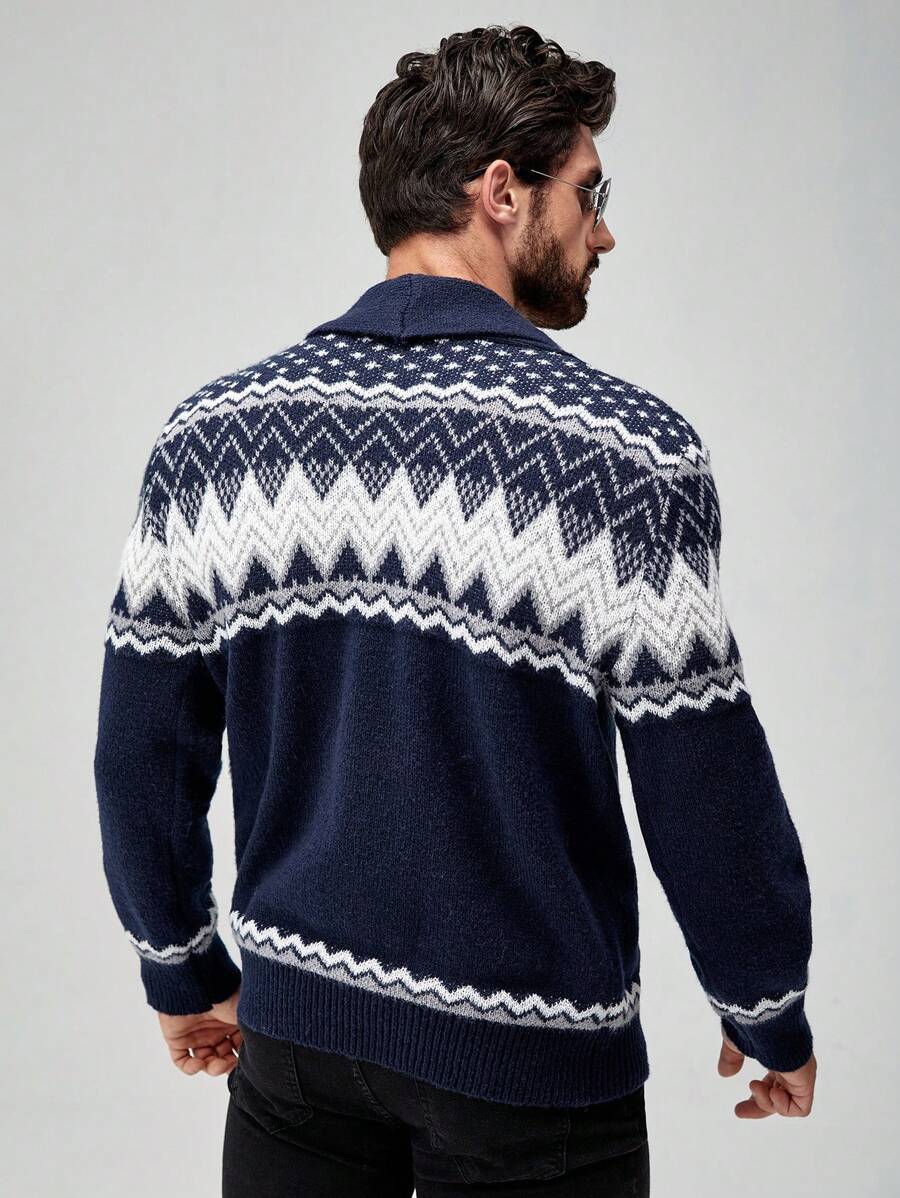 Dark Decorative Open Front Sweater