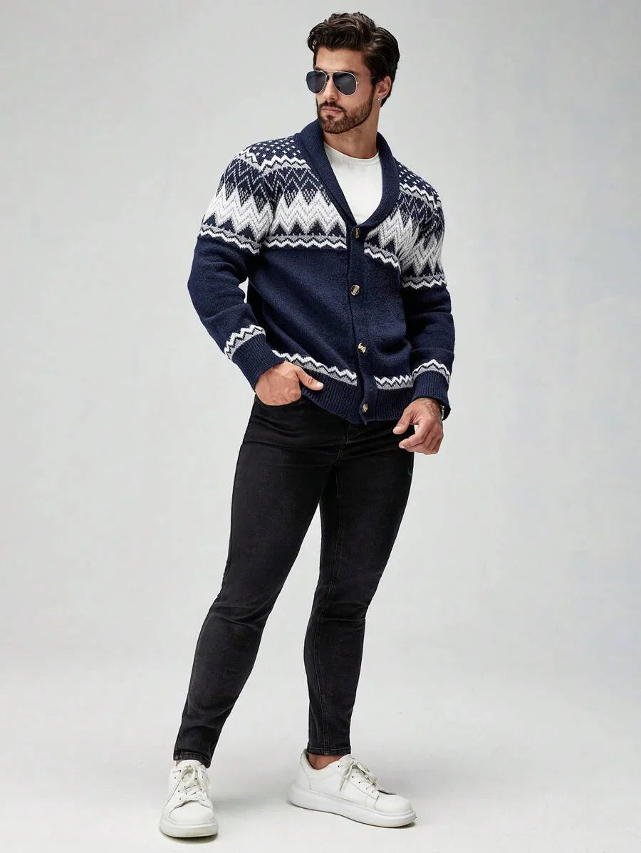 Dark Decorative Open Front Sweater