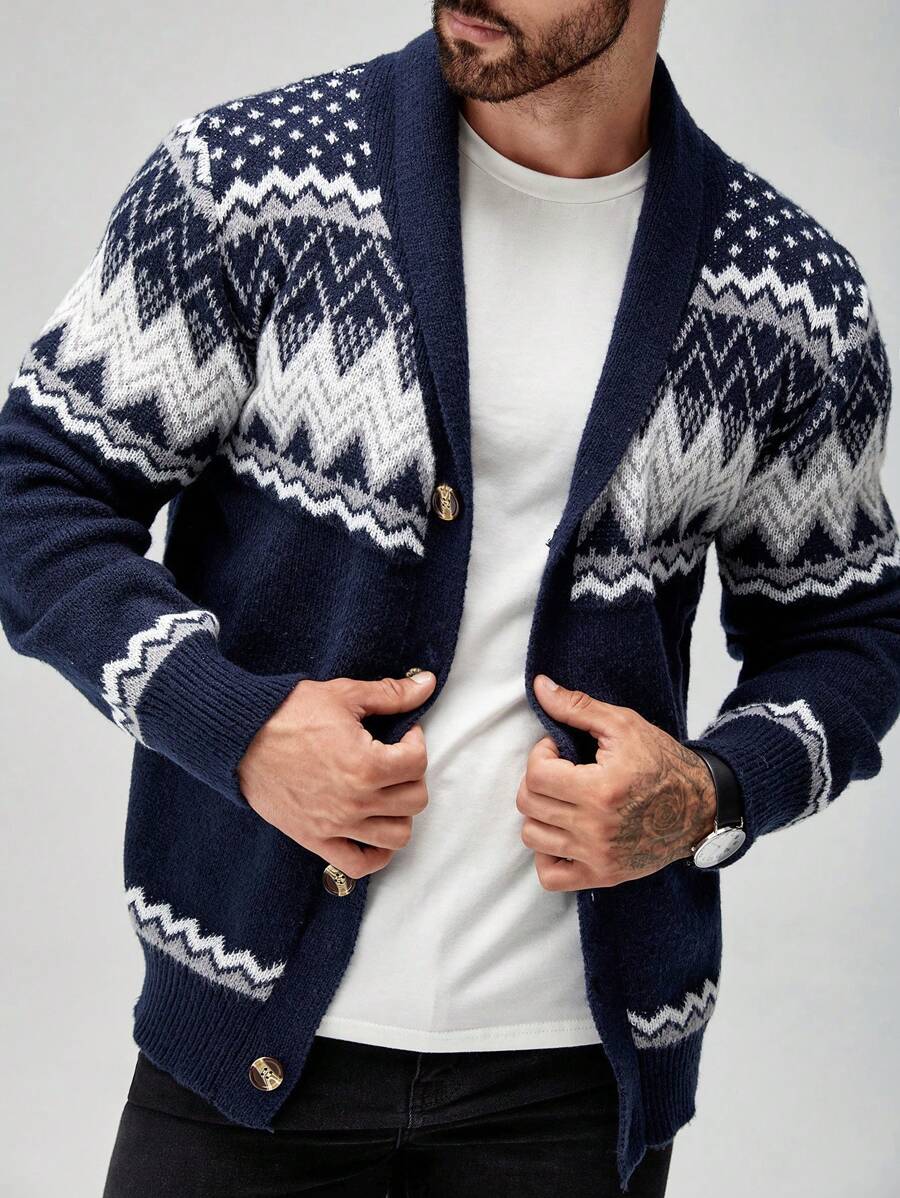 Dark Decorative Open Front Sweater