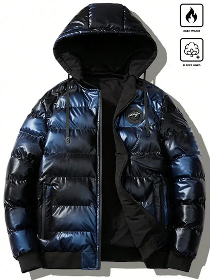 Thick Insulated Parka Jacket Blue