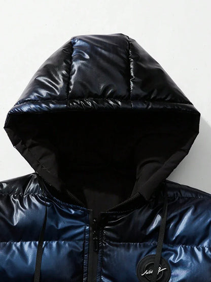 Thick Insulated Parka Jacket Blue