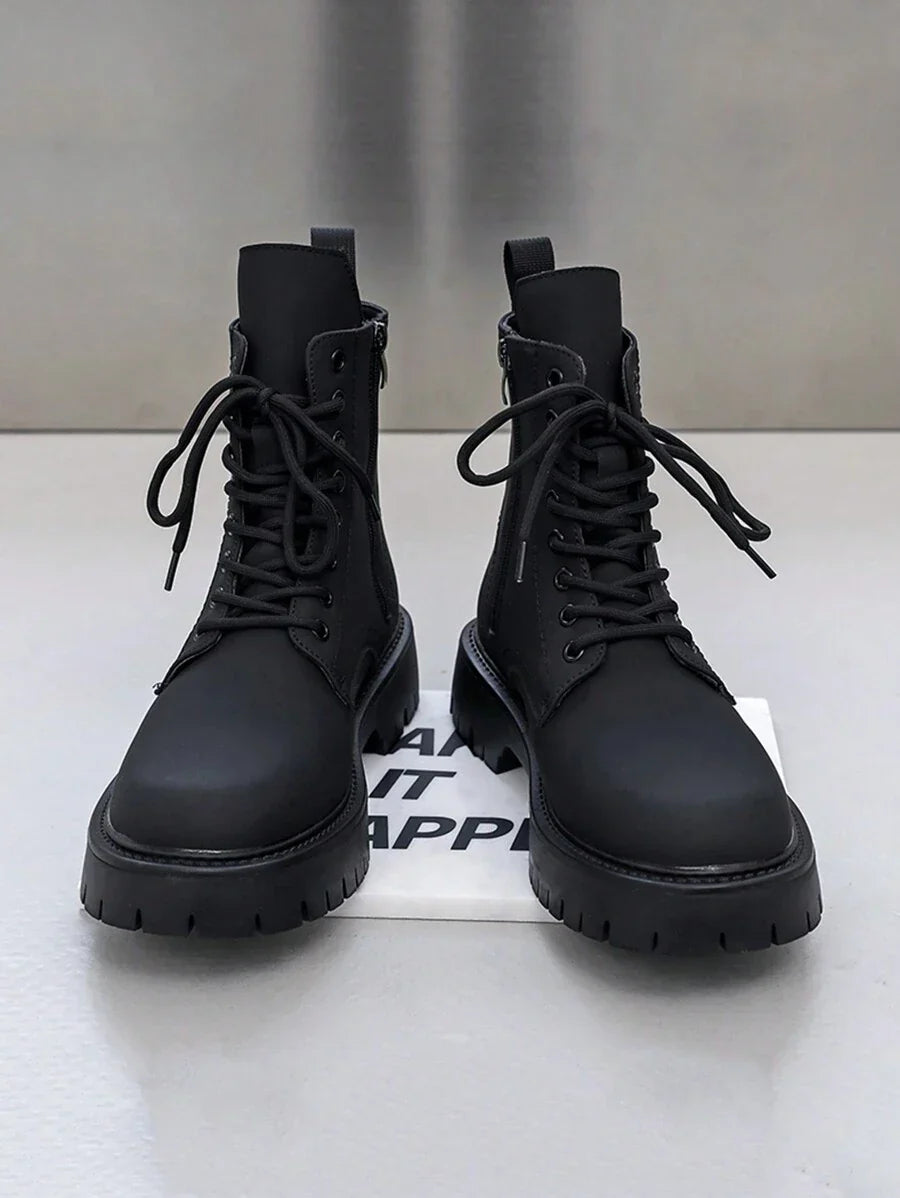 Classic Black Military Style Zip Boots