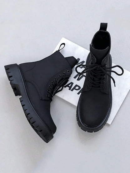 Classic Black Military Style Zip Boots