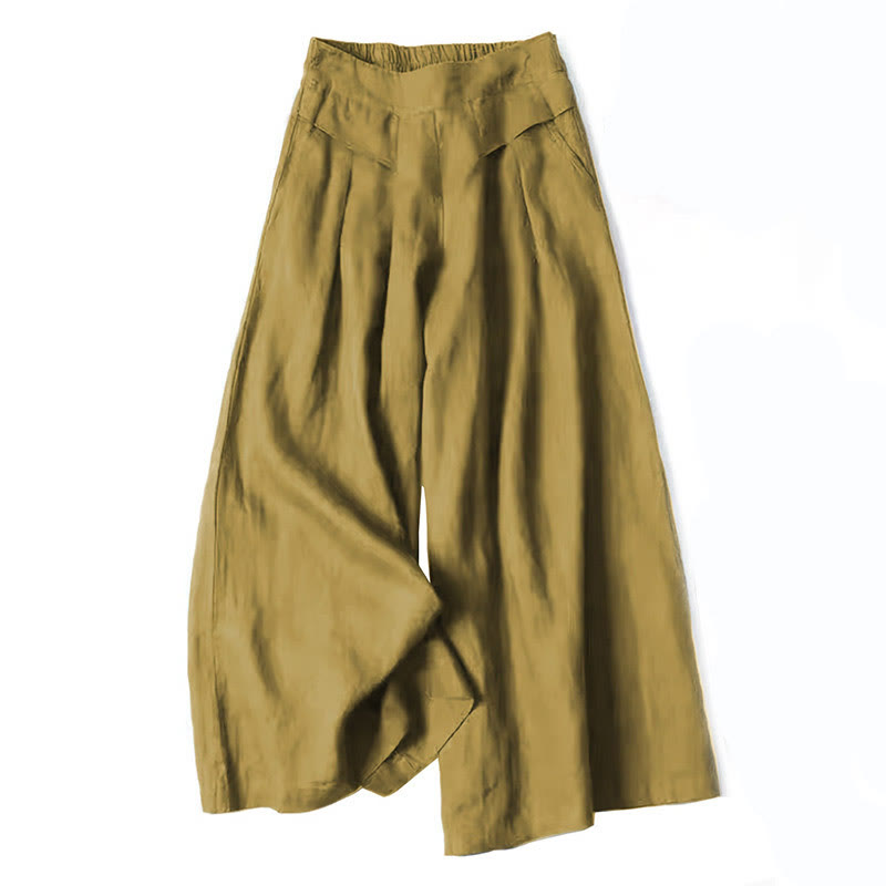 Relaxed Fit Beige Cotton Casual High Waist Trousers