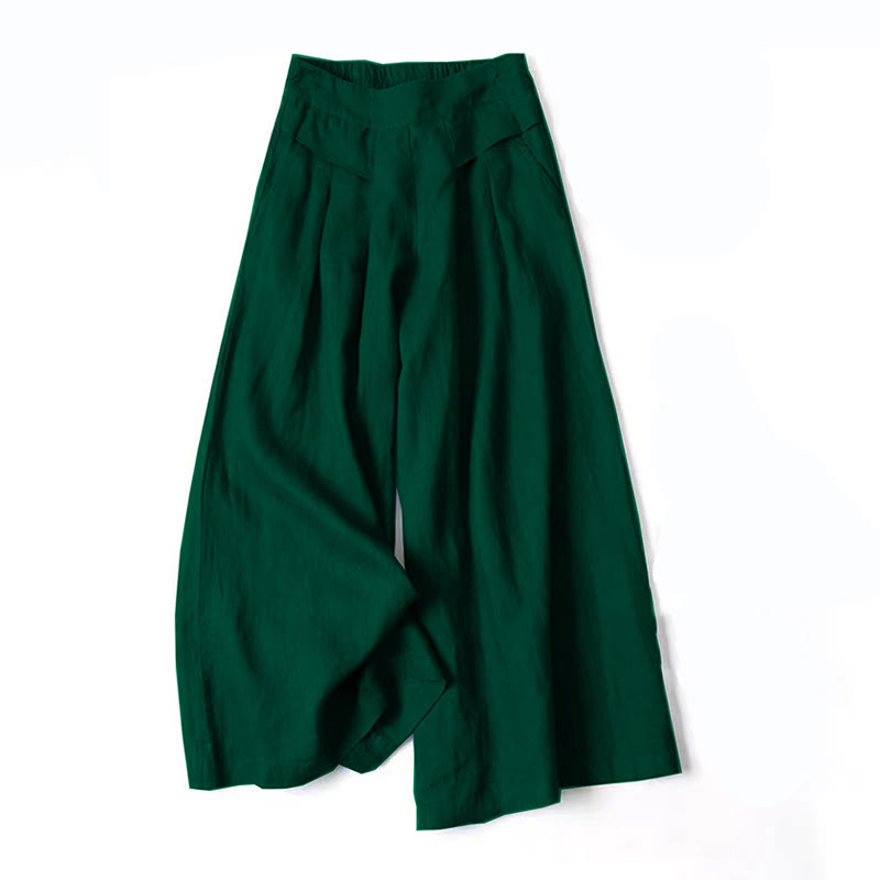 Relaxed Fit Beige Cotton Casual High Waist Trousers