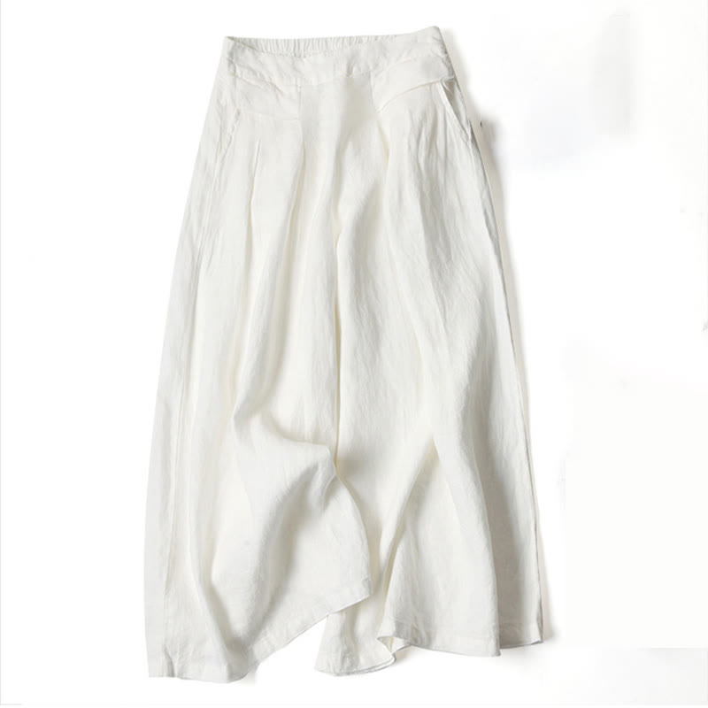 Relaxed Fit Beige Cotton Casual High Waist Trousers