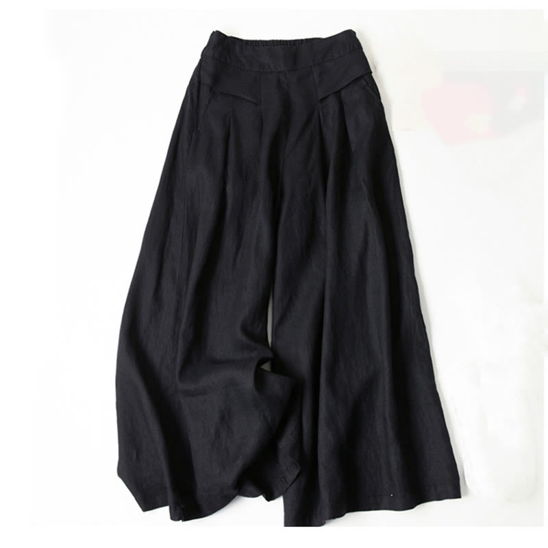 Relaxed Fit Beige Cotton Casual High Waist Trousers