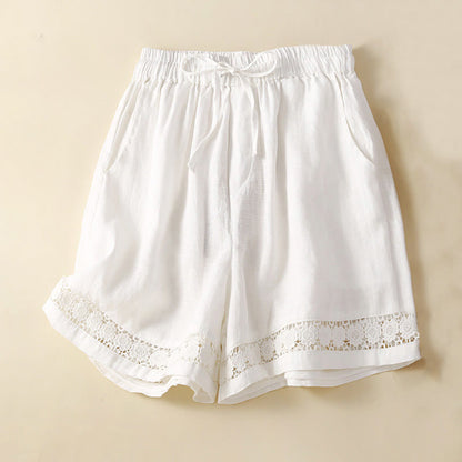 Comfortable Drawstring Shorts with Lace Detail - OutfitLondon
