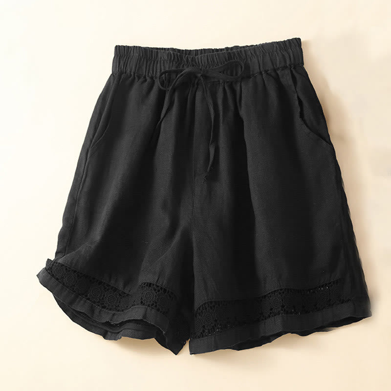 Comfortable Drawstring Shorts with Lace Detail