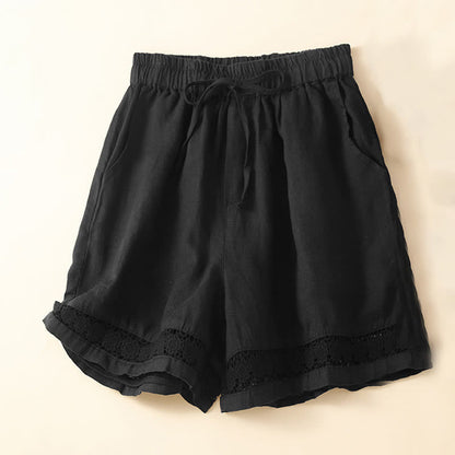 Comfortable Drawstring Shorts with Lace Detail