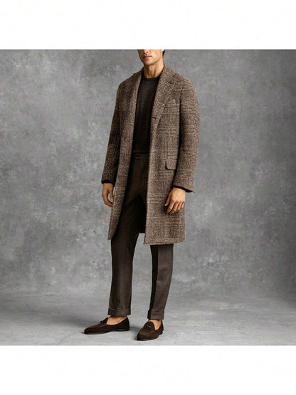 Stylish Plaid Mens Parka Coat - Regular Fit Outerwear
