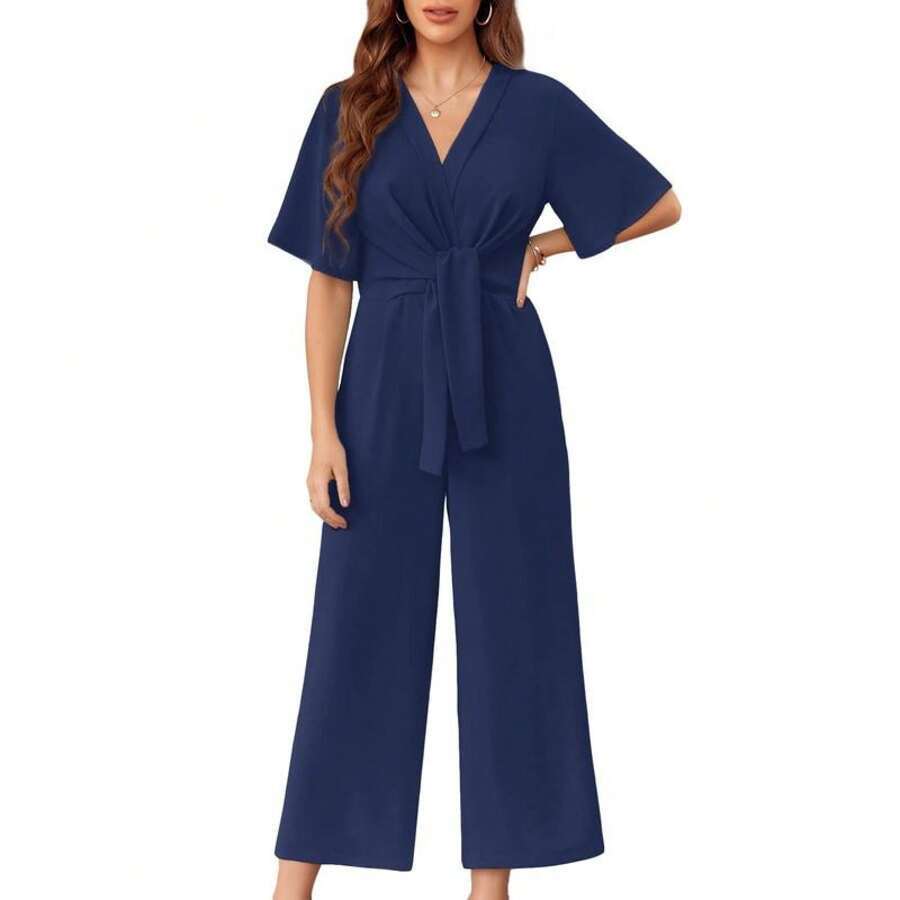 Chic Summer Knot Front Jumpsuit