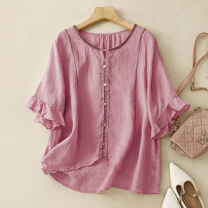 Casual Embroidered Peasant Blouse
