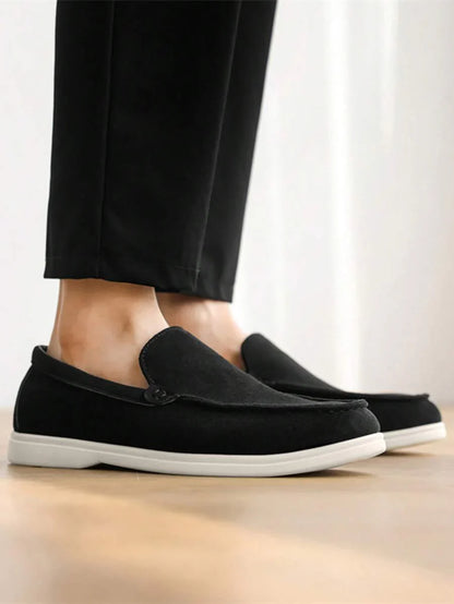 Comfortable Leather Slip On Shoes Black