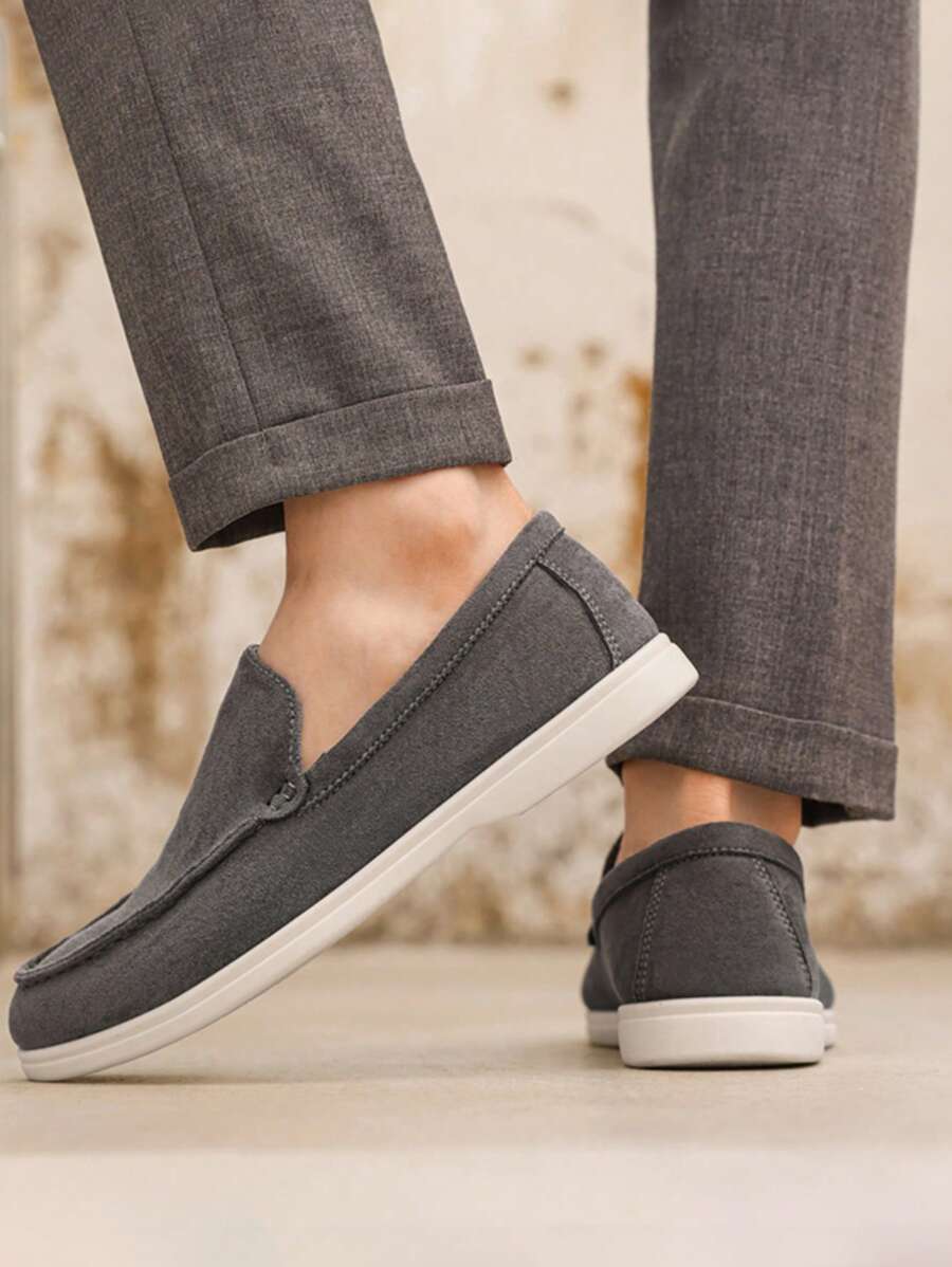 Comfortable Leather Slip On Shoes Black