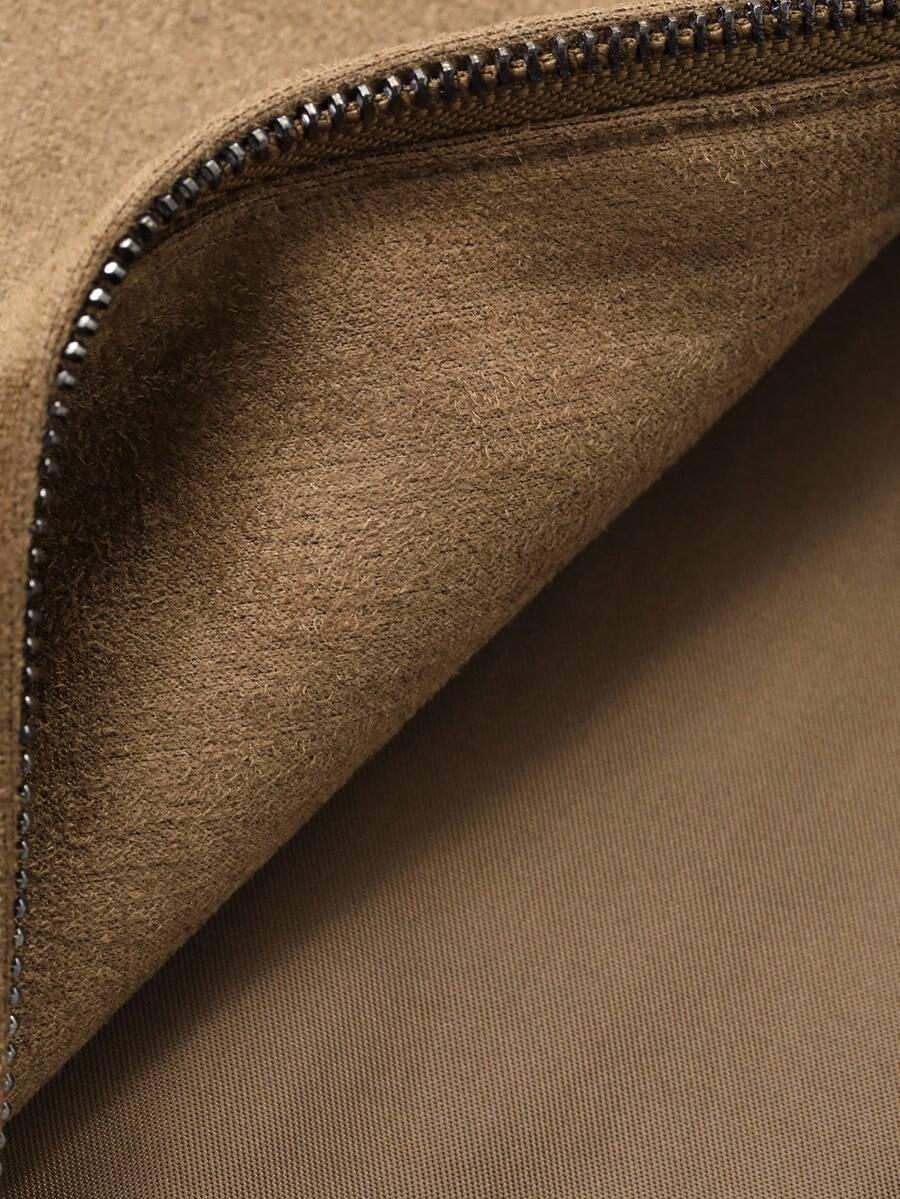Tan Leather Look Faux Fur Coat