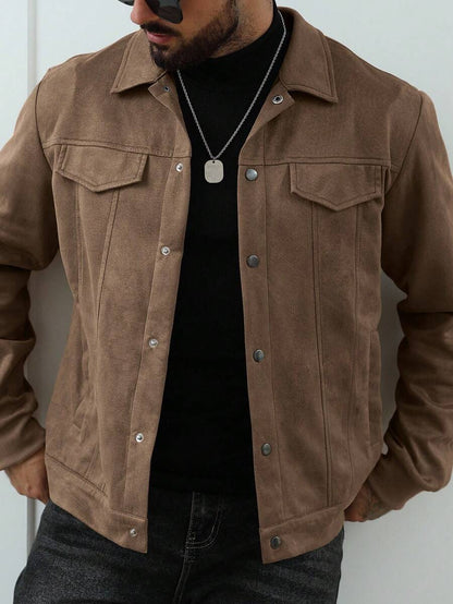Relaxed Fit Fleece Coat Brown - OutfitLondon